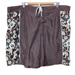 Disney Shopping‎ Men XL Brown Floral Mickey Mouse Board Shorts Swim Trunks 56283